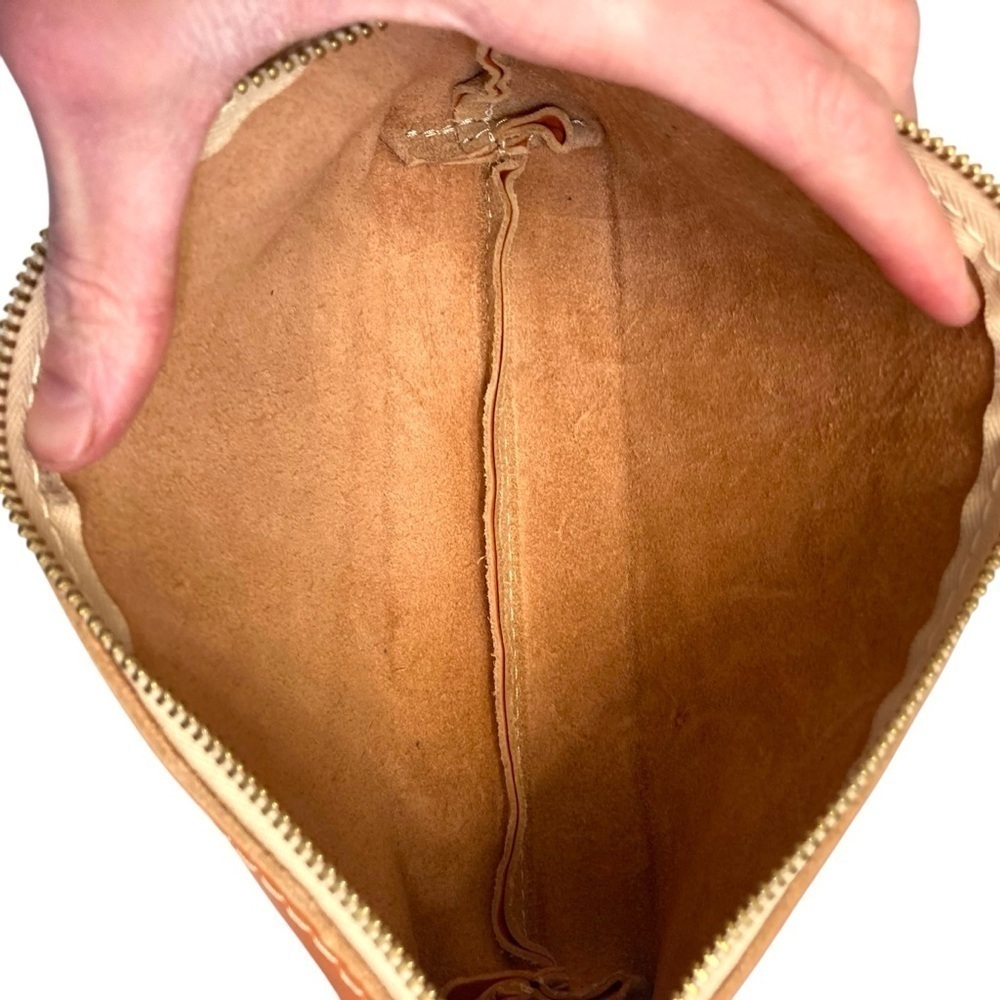 Portland leather brown cosmetic clutch bag - Picture 2 of 8